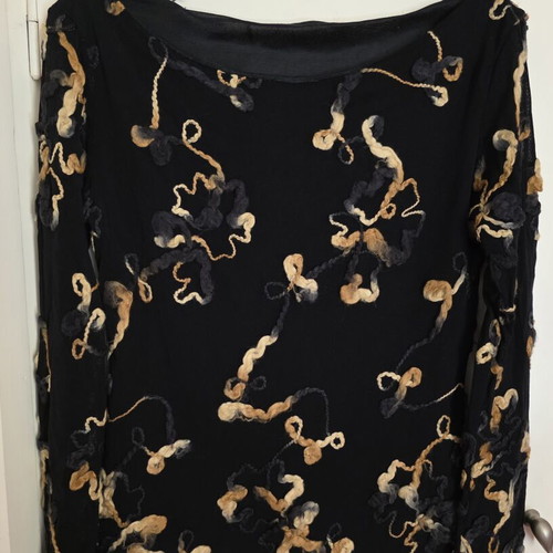 Top Fiorella see-through with embroidery like new, size S, black and beige