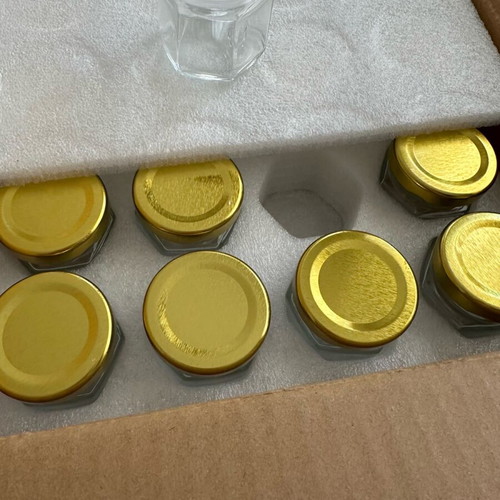 Mini glass honey jars 45 pcs 1.5oz new with gold lid