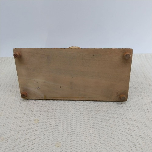 Wooden cigarette box with pyrography, vintage Bulgarian 1970s