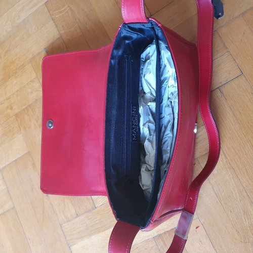 Mancini shoulder bag 100% leather red new made in Italy
