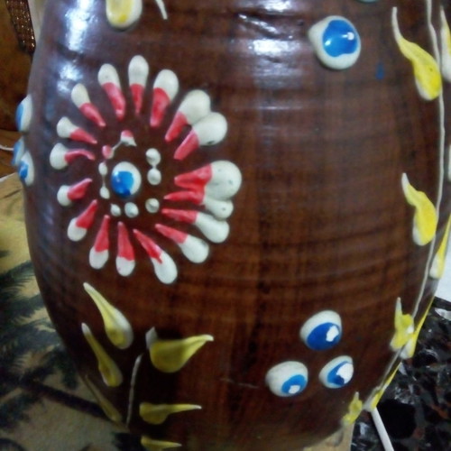 Ceramic floor vase handmade ethnic, 66cm tall, like new, from Mexico