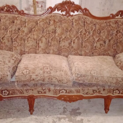 Vintage sofa 4-seater with 2 armchairs used