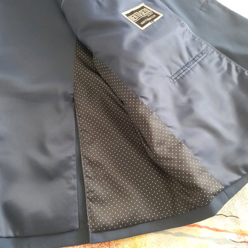 Berto Sezo suit used, blue, size L with tie and pocket square