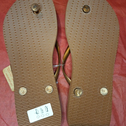 Havaianas Slim Animal Print Leopard Flip Flops Bronze Straps New EUR 43-44