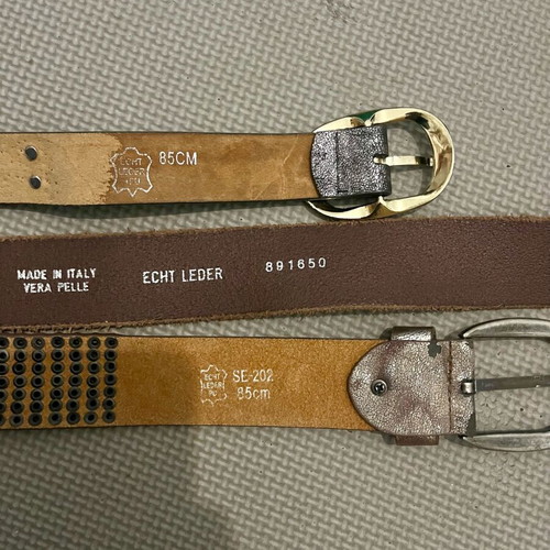 Leather belts like new, set of three, beige and brown