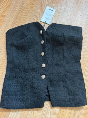 Bustier black boucle with gold buttons new, size XS