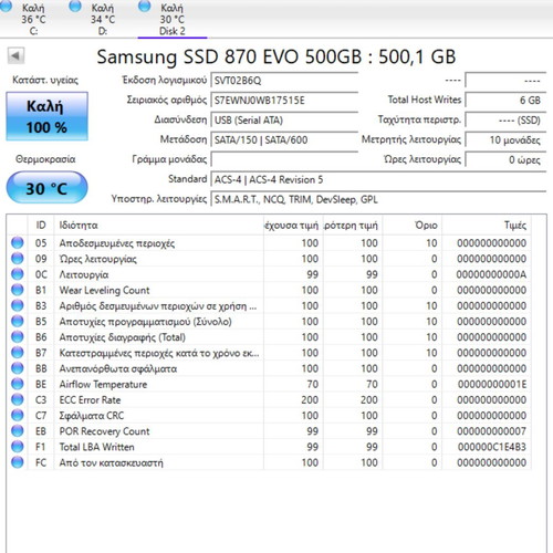 Samsung SSD 870 EVO 500GB SATA3 solid state drive