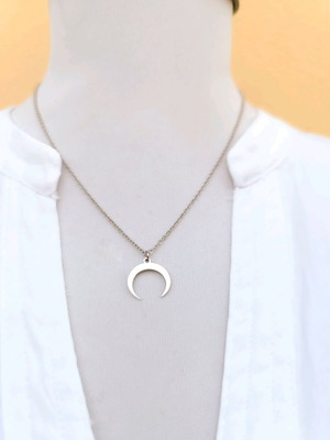 Stainless steel necklace with crescent moon pendant