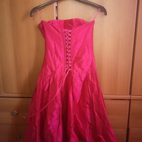 Ysatis dark fuchsia strapless dress with corset and zipper, size 1