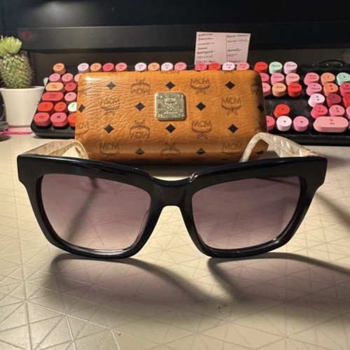 MCM sunglasses with case, black and beige