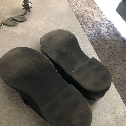 Mango loafers used black shiny leather size 39