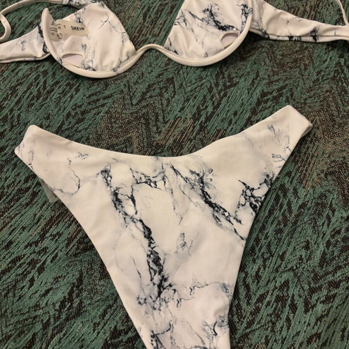 Shein bikini used, size S, white and turquoise