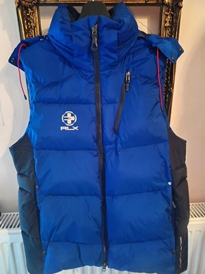 Γιλέκο Polo Ralph Lauren RLX σαν καινούργιο, μπλε, δέρμα, πούπουλο