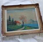 Framed landscape painting 40x50 cm with some wear