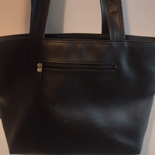 Vintage shoulder bag used, eco leather, black 30x40