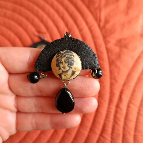 B612 earrings like new, handmade with leather