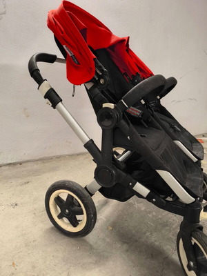 Bugaboo Donkey 2 Twin stroller used with full extra pack black red