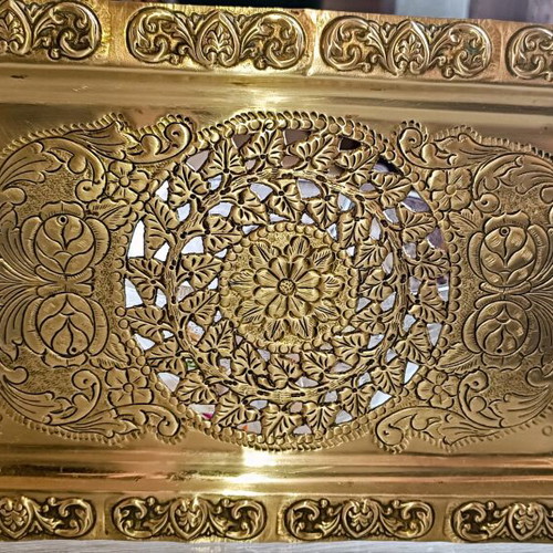 Old Bronze Plate with Relief Designs – Collectible Piece