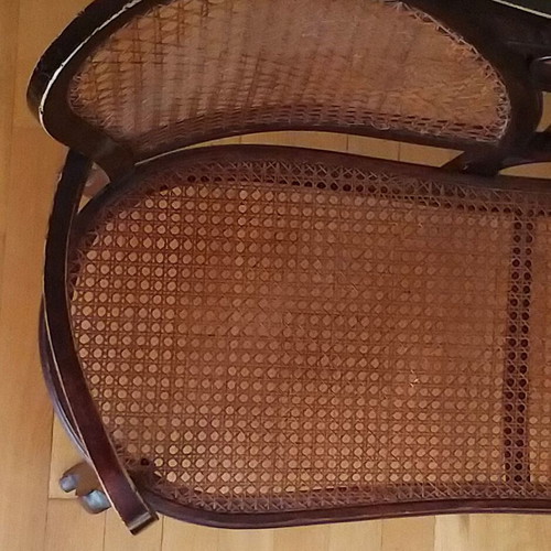 Gebrüder Thonet Settee like new, bent beech wood, Wien design