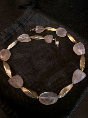 Pink Quartz Necklace in 925 Silver like new