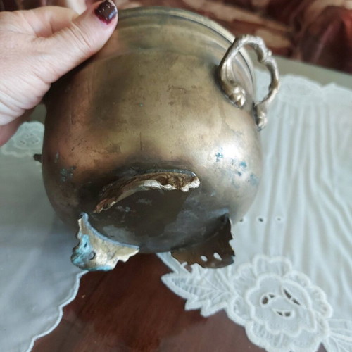 French copper cachepot used, vintage decorative piece
