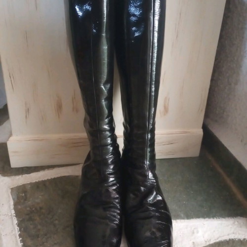 Haralas patent leather boots used size 39 black with silver zipper