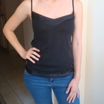 Benetton top with satin details like new, black, size S