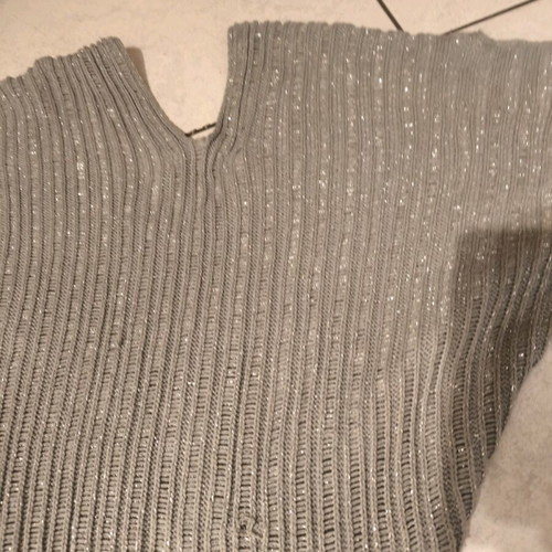 Lurex knitted long gray blouse S/M with belt like new