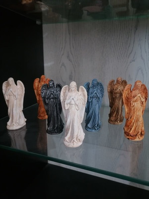 Set of 7 New Plaster and Acrylic Angel Figures