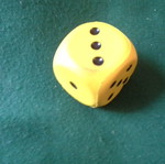 Large dice used 5 centimeters
