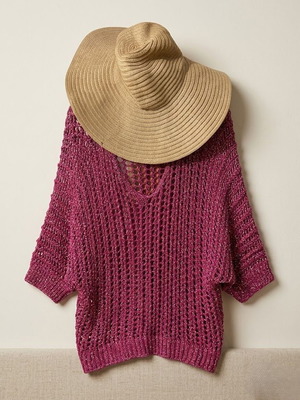Fuchsia metallic thread blouse one size import
