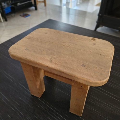 Wooden Stool used, handmade solid pine wood