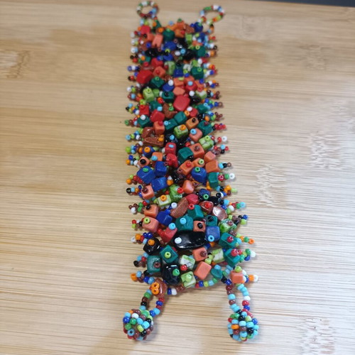 Wide bracelet with multicolored beads