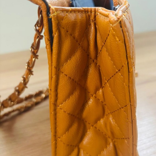 Quilted Mustard Shoulder Bag like new with gold chain