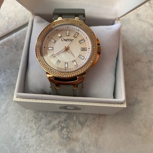 Oxette women's watch new in green and gold with crystals
