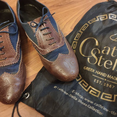 Tango and Latin dance shoes used, size 40, blue and brown