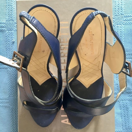 Alberta Ferretti evening sandals used, blue, size 38