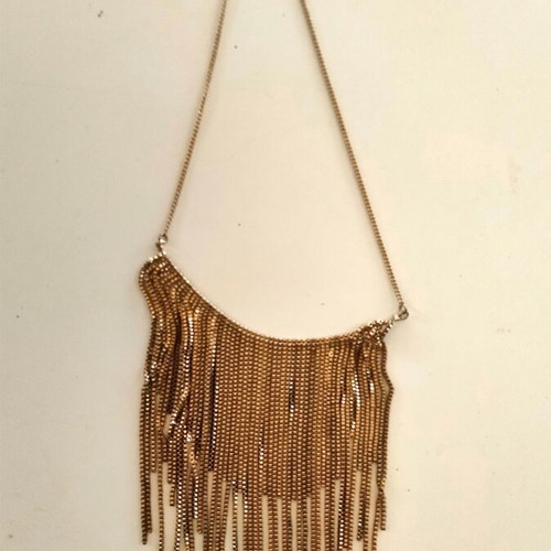 Statement necklace with fringe chains, 40 cm, gold tone