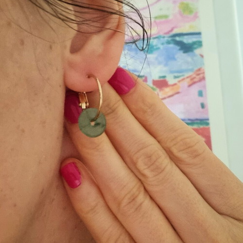 Button hoop earrings like new, unique design