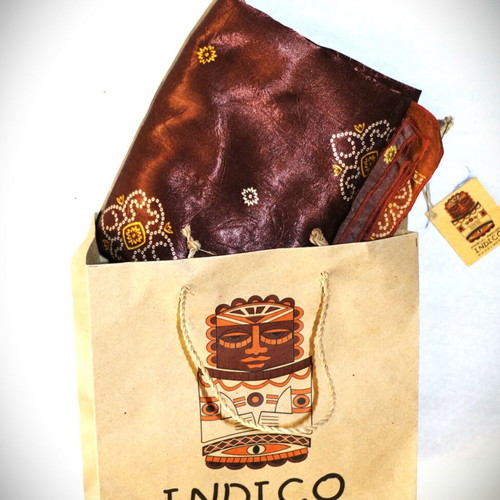Silk Scarf 100% Original Brown Pareo 1.80x1.10m