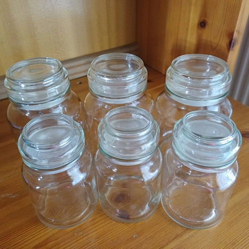 Glass jars new, set of 6 for various uses