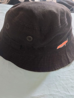 Bucket hat 90s vintage double-sided used, black and orange, size L