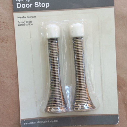 Spring door stop new, set of 2, antique brass