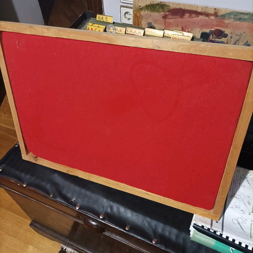 Notice board like new with red felt and frame