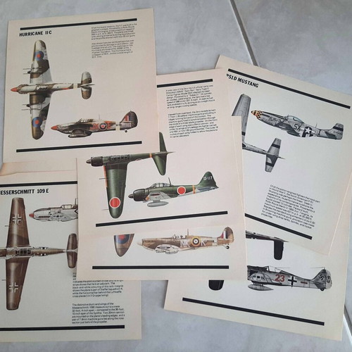 Time Life fighter plane cards used, set of 6 iconic models