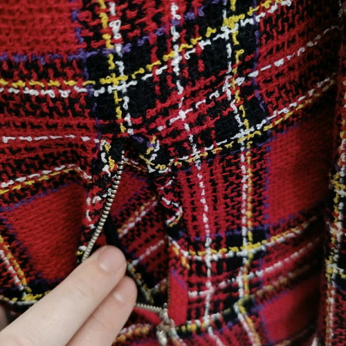 Checkered jacket cardigan used, red, size M