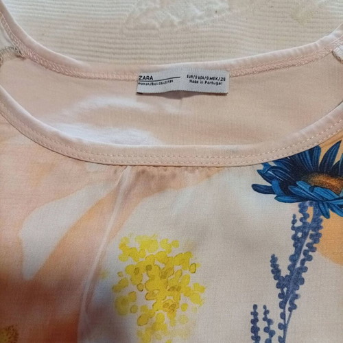 Zara Satin and Cotton Floral Blouse like new, size S-M