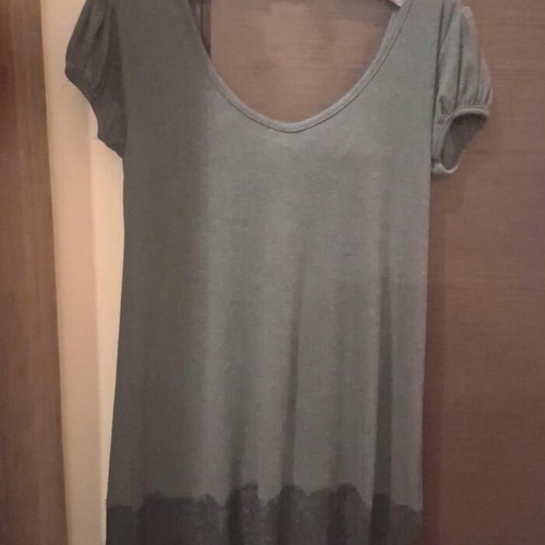 Regalinas One Size Grey Blouse with Open Back and Lace like new