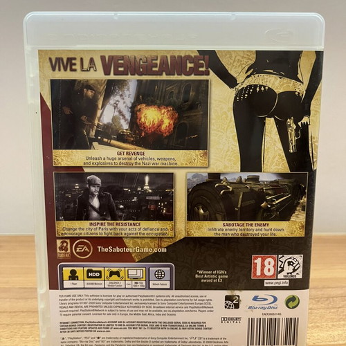 The Saboteur PS3 game used
