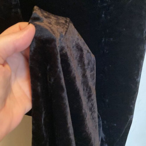 Maxi evening dress in black elastic velvet, size S